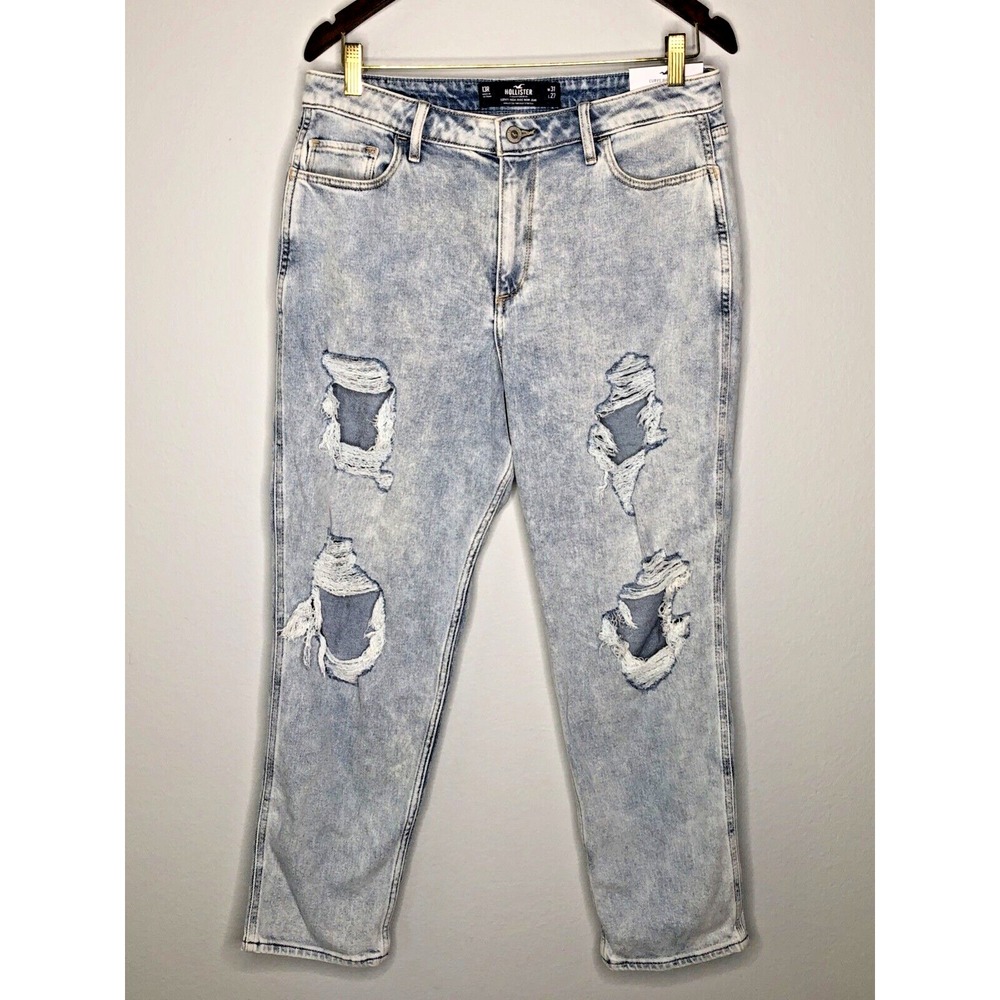 NWT Women's Hollister Curvy High Rise Mom Jean Distressed Size 13Rβ 31x27